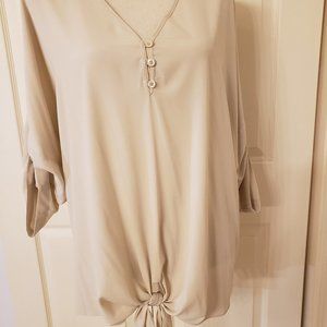 Chico's sheer beige dolman tunic with tie front